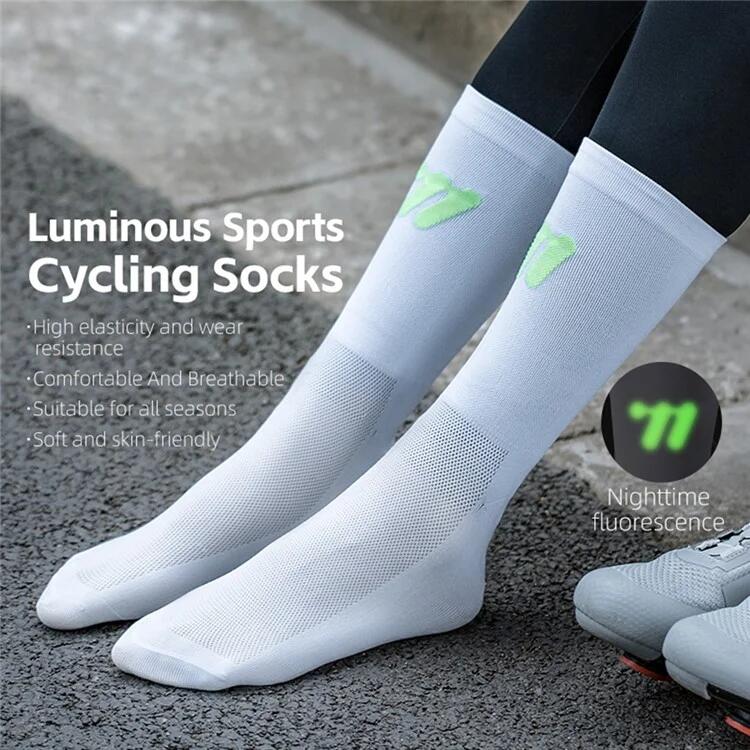 Calzini Sportivi Corsa Ciclismo Riflettenti Traspiranti - Bianco 4/7