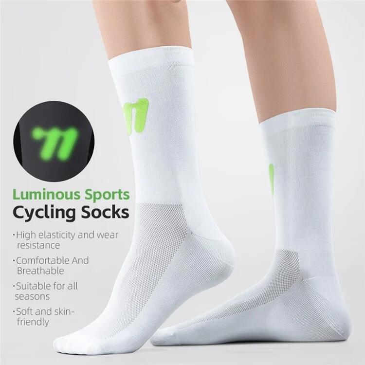 Calzini Sportivi Corsa Ciclismo Riflettenti Traspiranti - Bianco 3/7