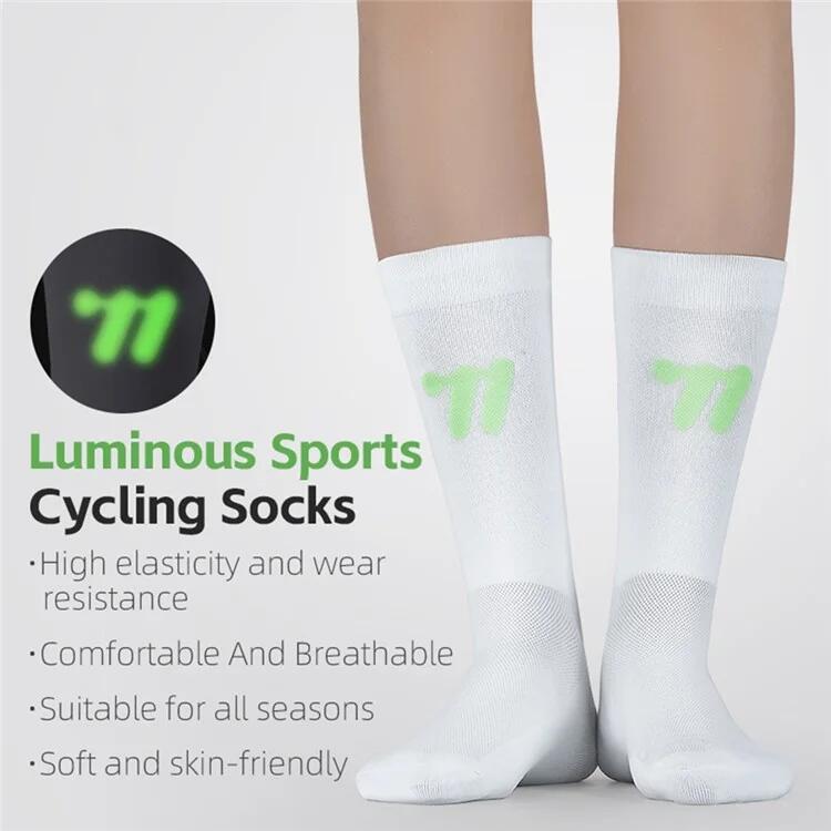 Calzini Sportivi Corsa Ciclismo Riflettenti Traspiranti - Bianco 2/7