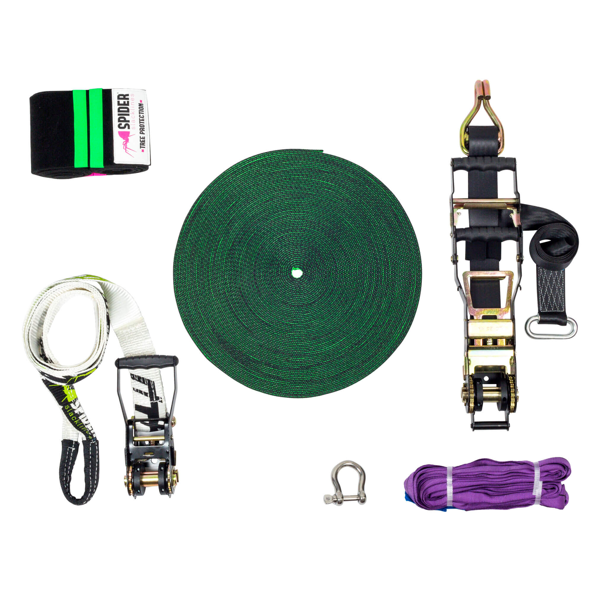 Slackline Longline Kit - Fly Line 35, 2 Ratchets Hummer, Webbing 2.5m, Sling Bag 2/7