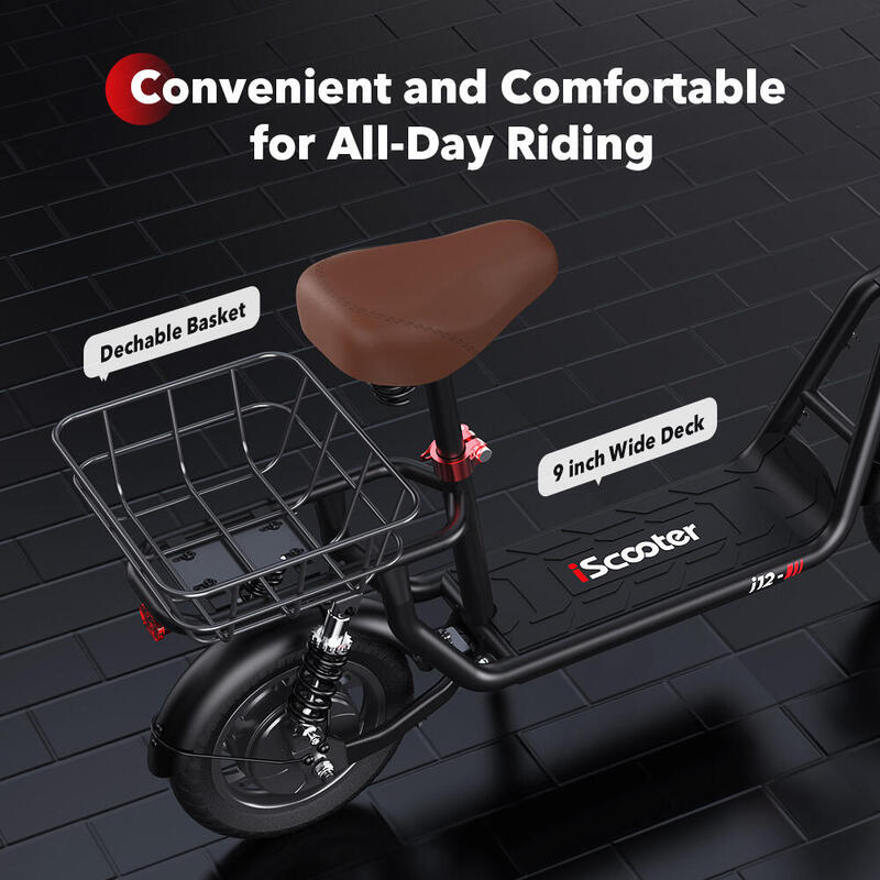 Trottinette électrique iScooter i12 avec siège 12 pouces, 36 V, 7,5 Ah