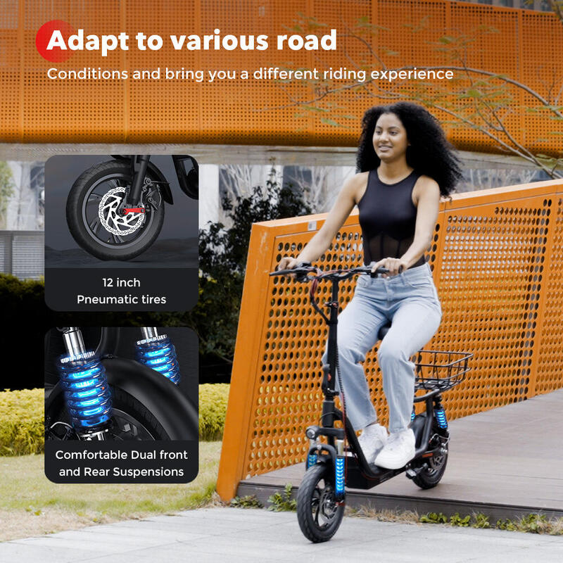 Trottinette électrique iScooter i12 avec siège 12 pouces, 36 V, 7,5 Ah