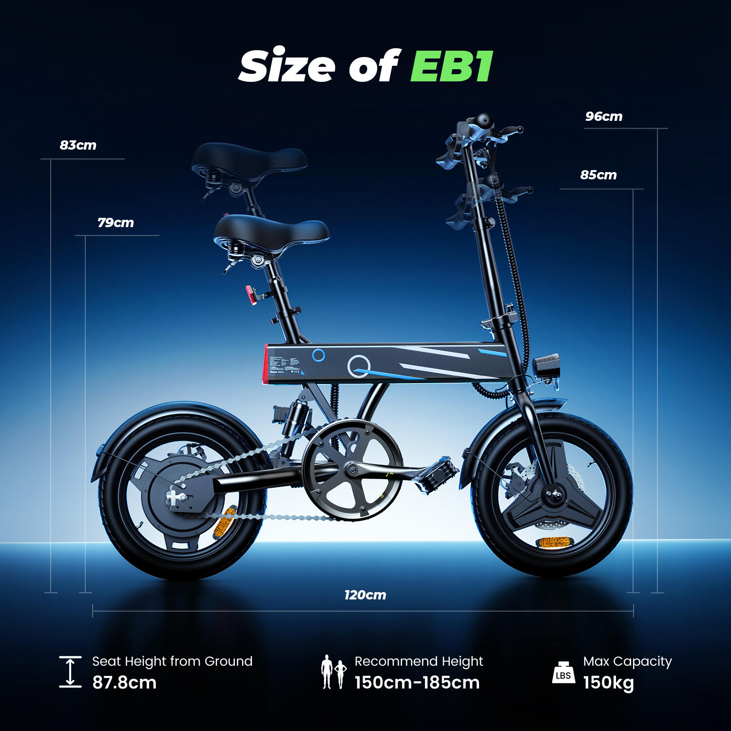 iScooter EB1 36V 7,8Ah Elektrofahrrad mit 14-Zoll-Reifen 7/7
