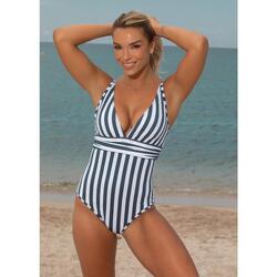 Maillot de Bain Menstruel 1 Pièce Sculptant ｜ Marin ｜ Flux Léger à Abondant