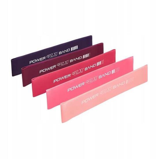 Zestaw 5 gum oporowych do ćwiczeń MINI POWER BAND 4FIZJO różowe
