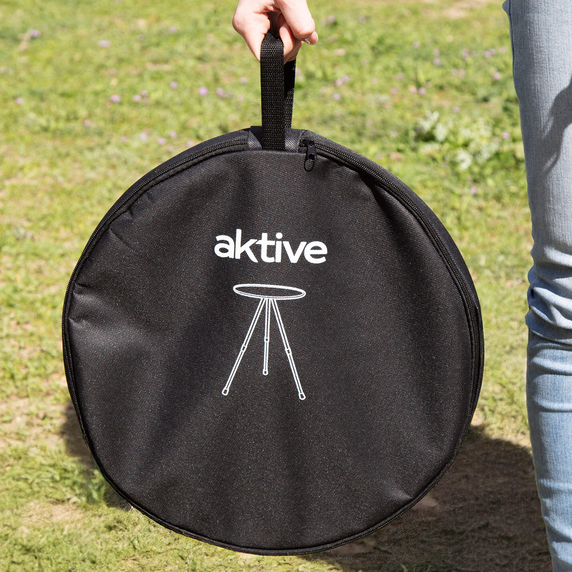 Aktive Table de camping pliante ronde noire, légère et compacte 5/7