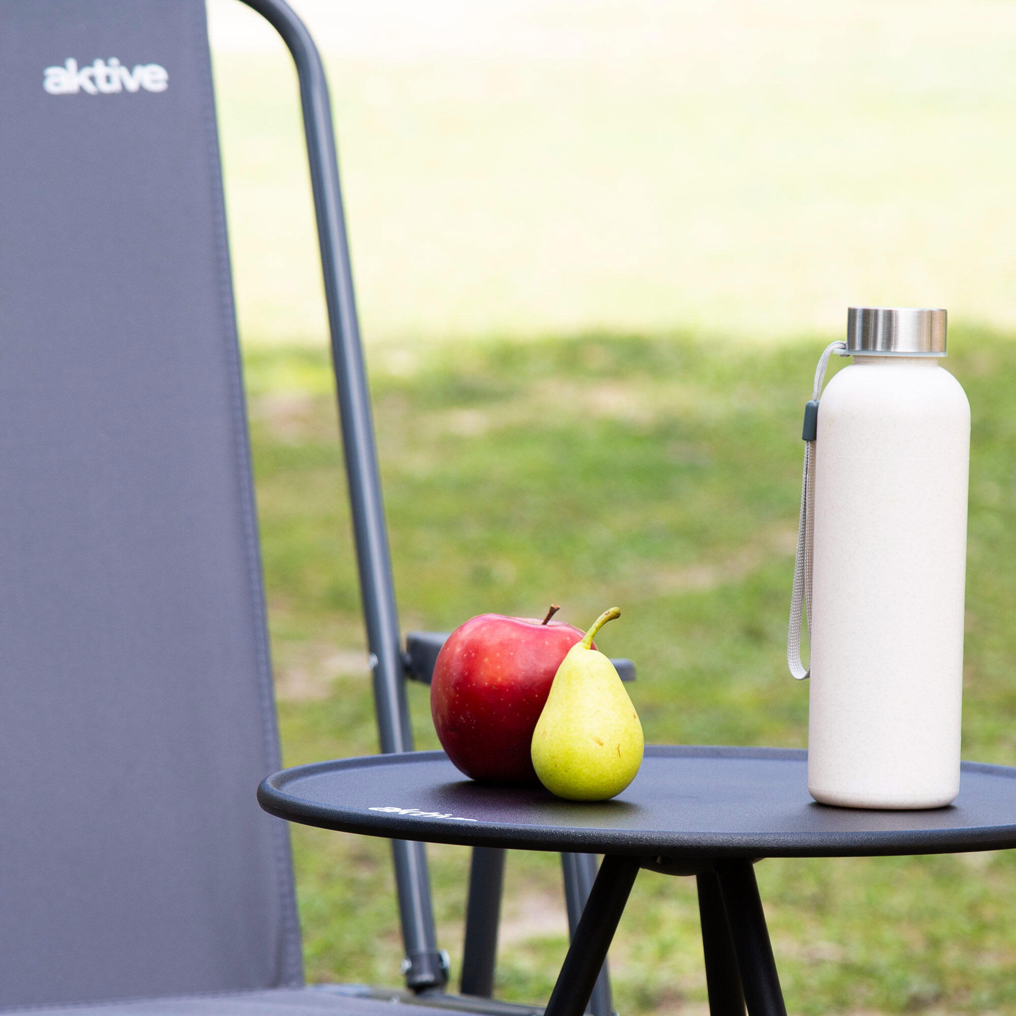 Aktive Table de camping pliante ronde noire, légère et compacte 7/7
