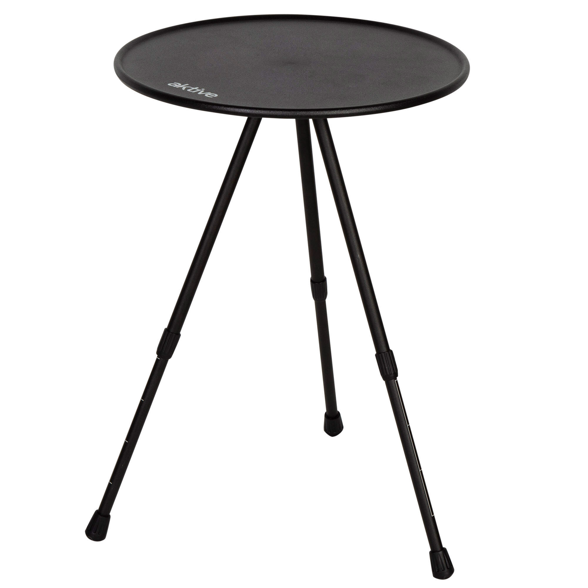 AKTIVE Aktive mesa plegable de camping redonda negra, ligera y compacta