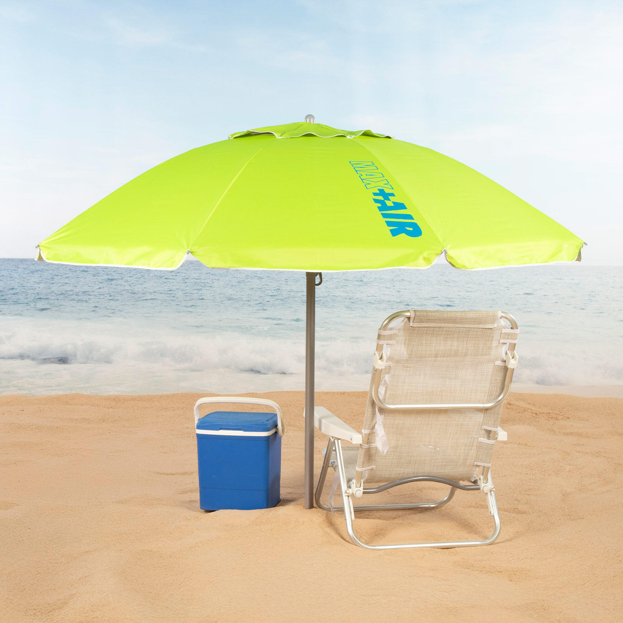 Parasol de plage bleu et vert de 200 cm avec housse (expédition aléatoire) 3/7