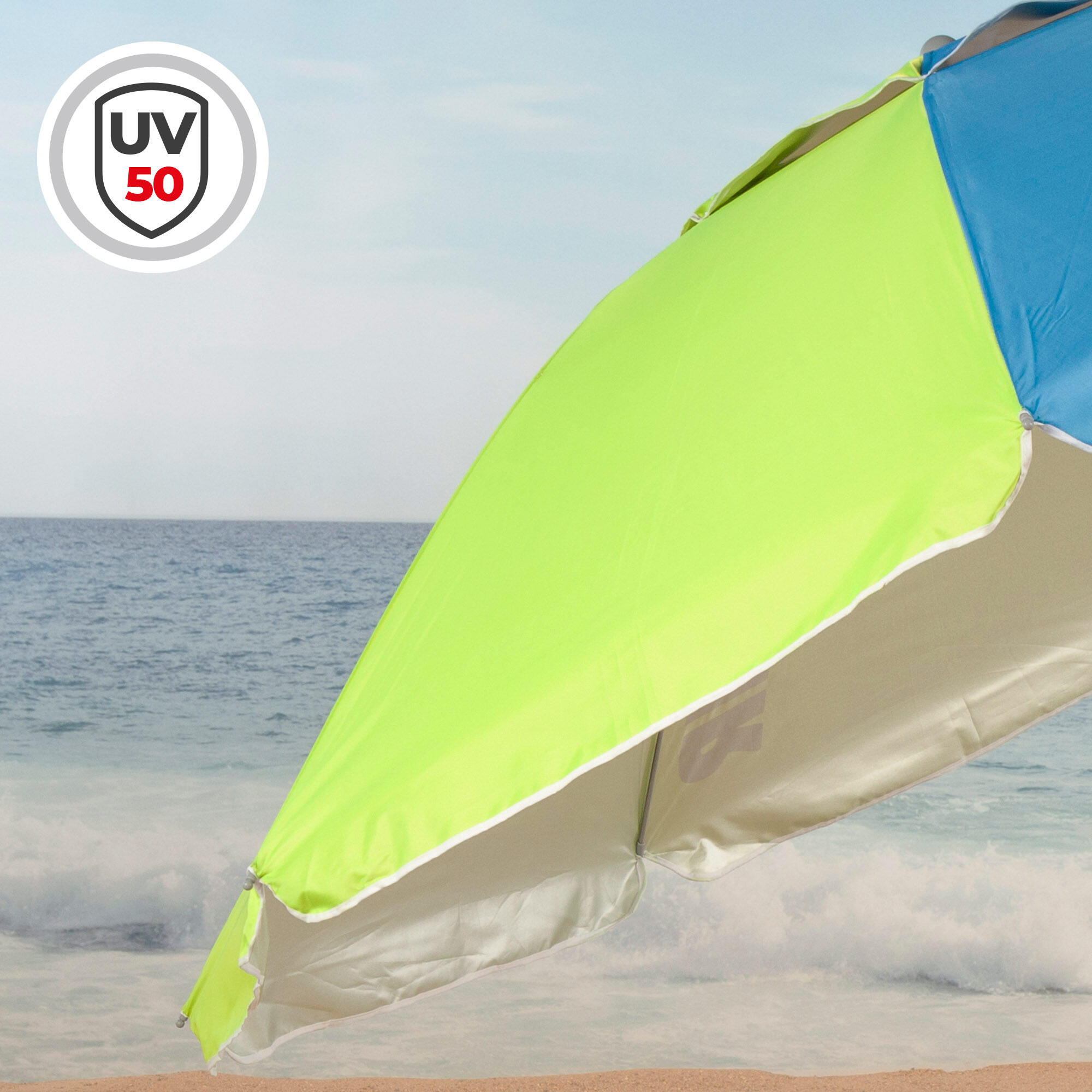 Parasol de plage bleu et vert de 200 cm avec housse (expédition aléatoire) 5/7