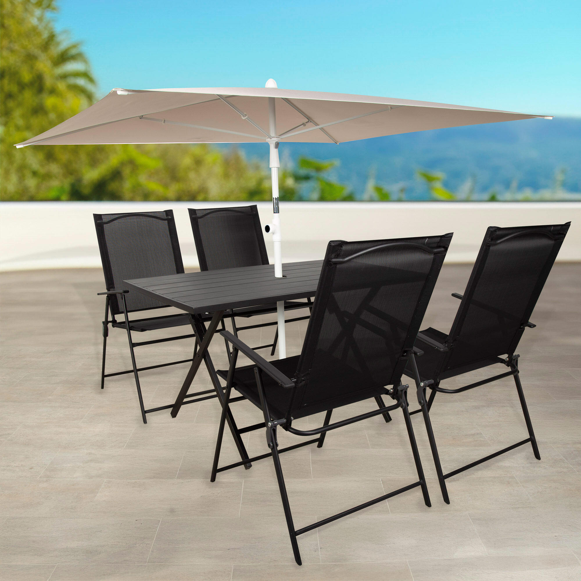 Parasol de terrasse 4 baleines 180 cm beige 2/7