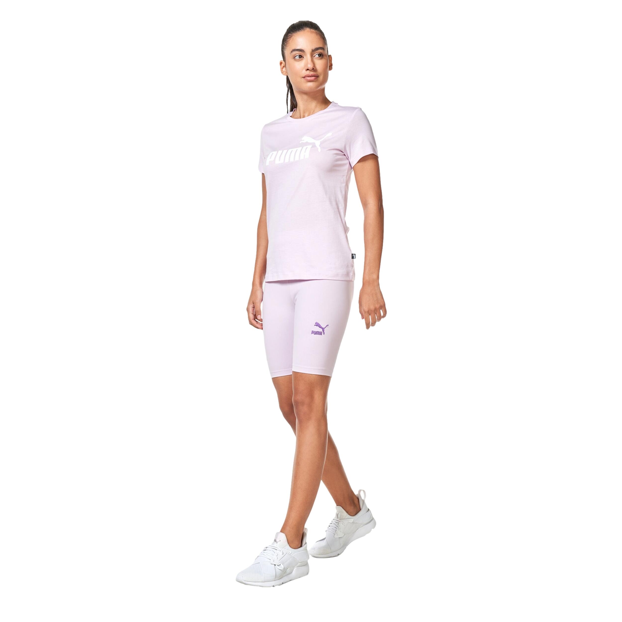 Essentials Logo T-Shirt Damen PUMA Grape Mist Purple 3/5