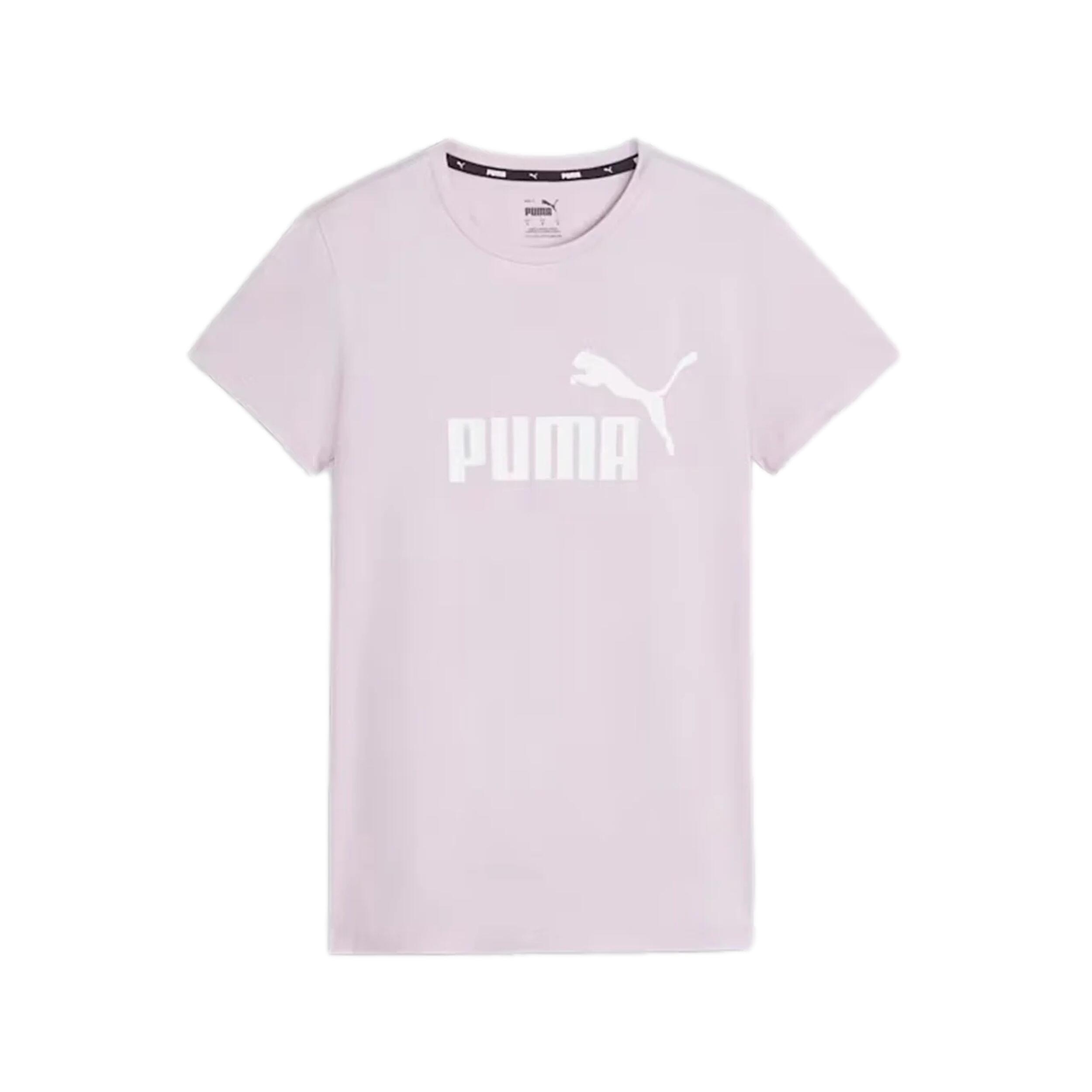 Essentials Logo T-Shirt Damen PUMA Grape Mist Purple 4/5