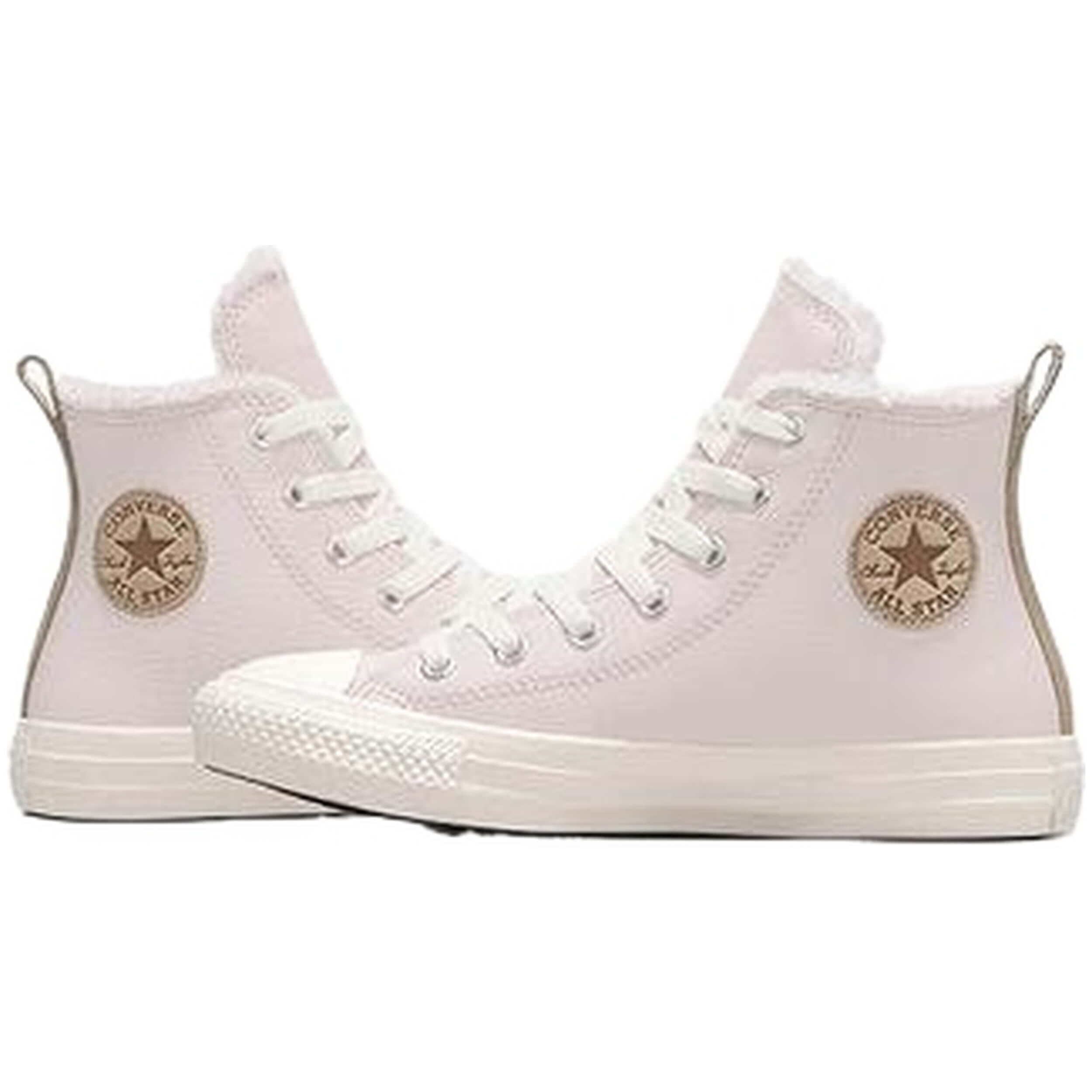 Chaussures pour fille Converse Leather & sherpa rose 5/5