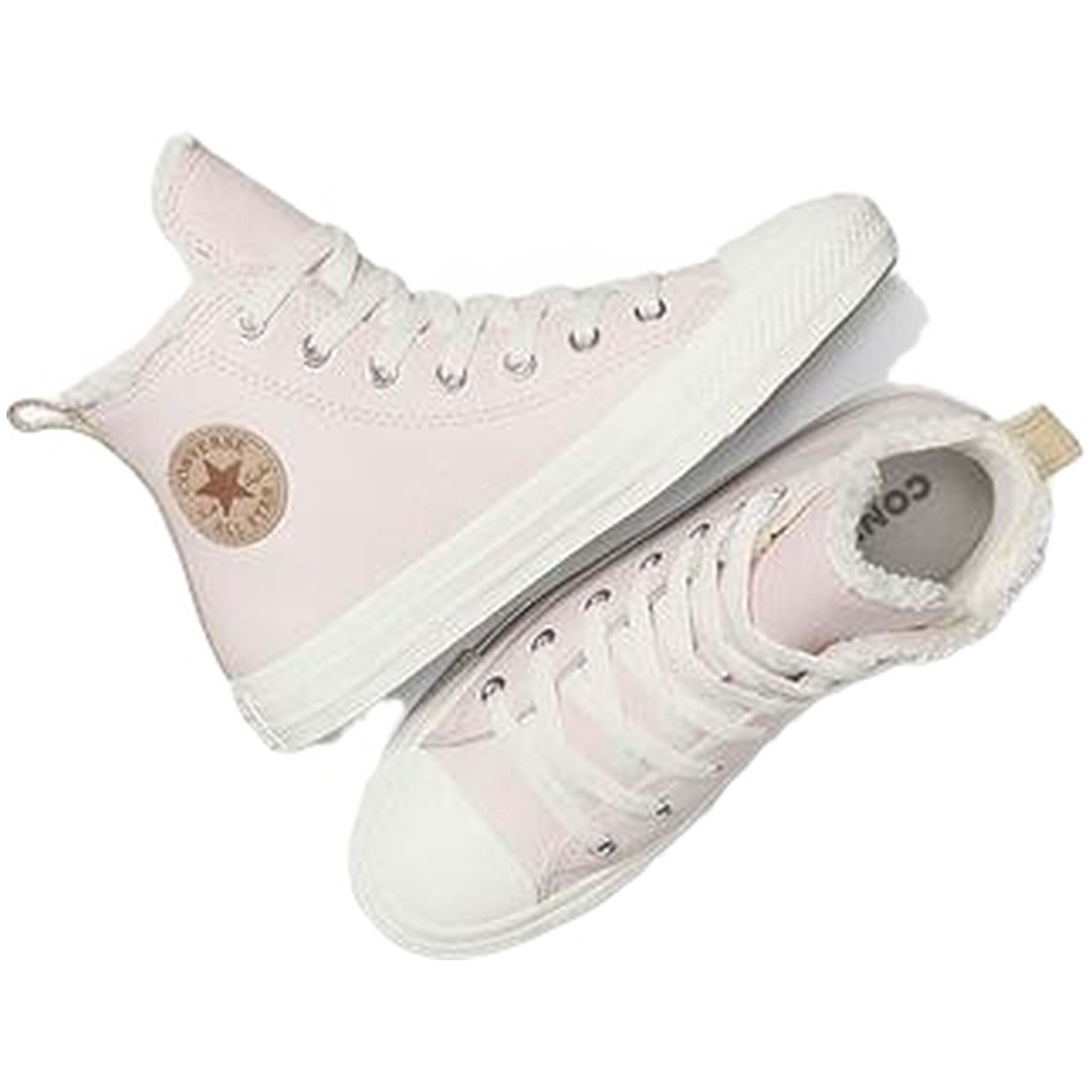 Chaussures pour fille Converse Leather & sherpa rose 4/5