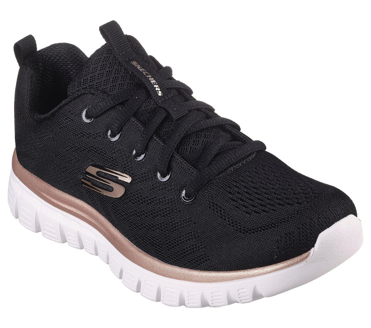 SKECHERS Donna GRACEFUL GET CONNECTED Sneaker Nero / Oro rosa