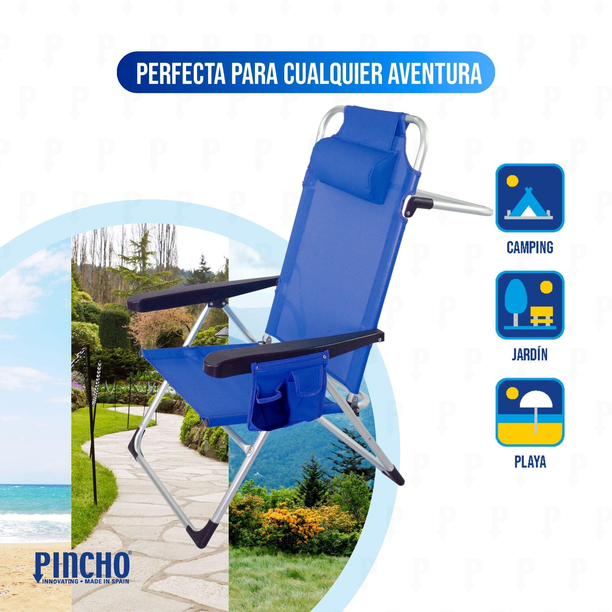 Pack 2 Sillas altas de Playa/Camping Plegable, 5 Pos, Altura del Asiento 29,5cm 3/7