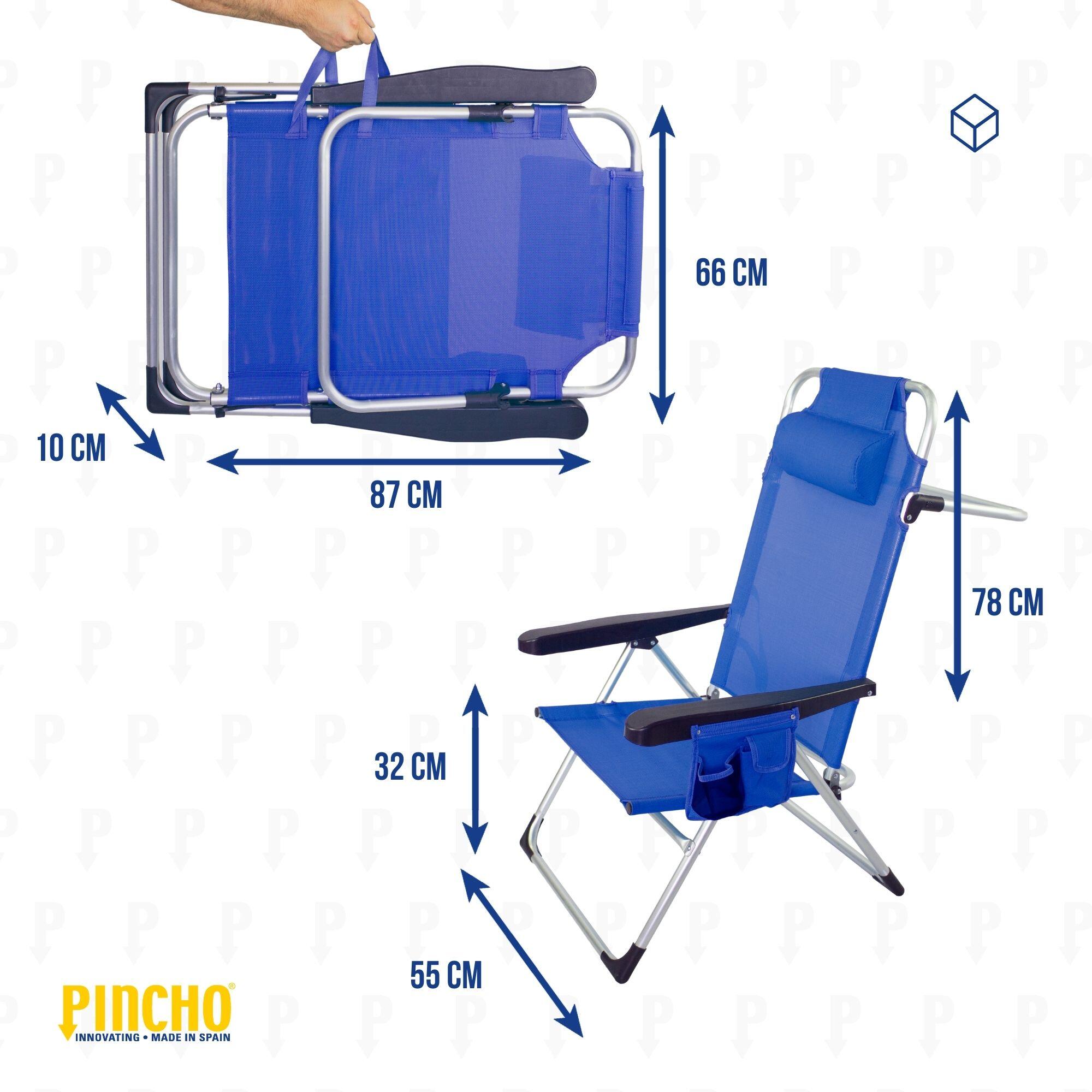 Pack 2 Sillas altas de Playa/Camping Plegable, 5 Pos, Altura del Asiento 29,5cm 6/7
