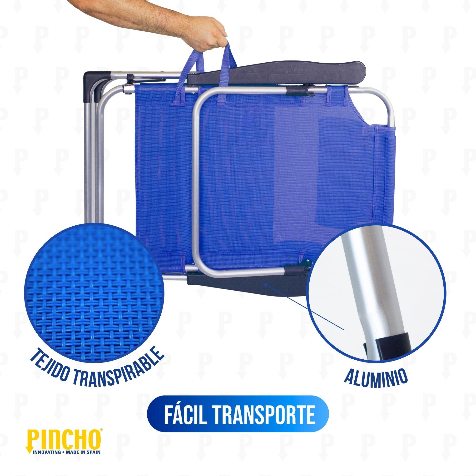 Pack 2 Sillas altas de Playa/Camping Plegable, 5 Pos, Altura del Asiento 29,5cm 4/7