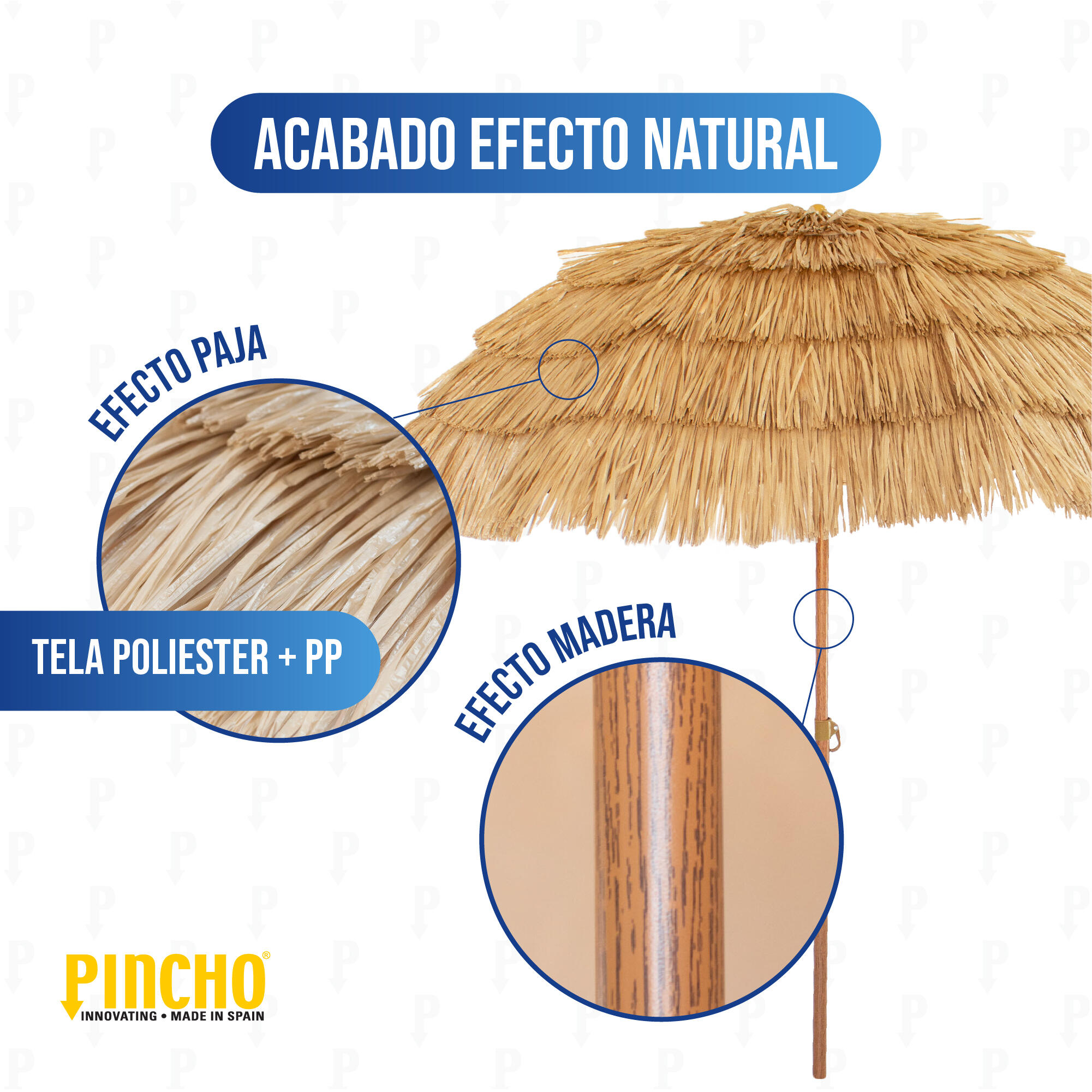 Sombrilla terraza exterior 200cm, fibra de vidrio, tela poliester + PP 3/7