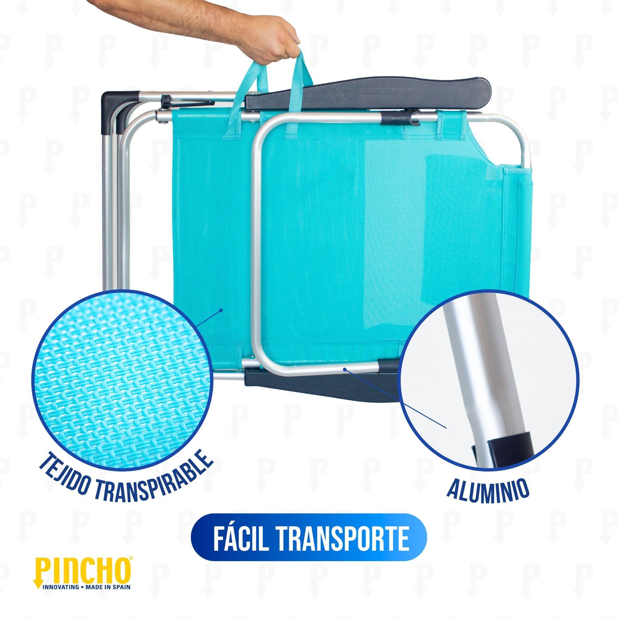 Pack 2 Sillas altas de Playa/Camping Plegable, 5 Pos, Altura del Asiento 29,5cm 4/7