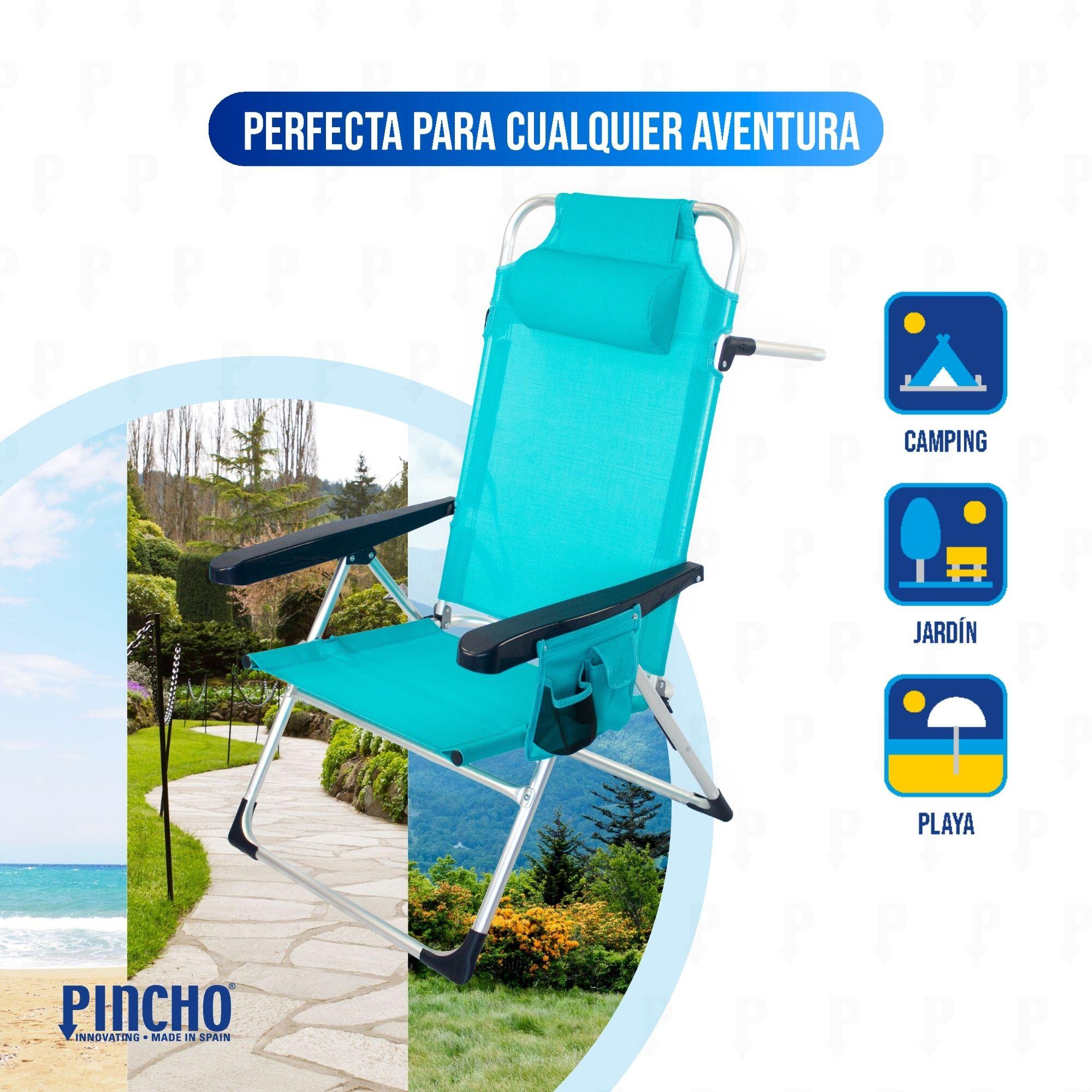 Pack 2 Sillas altas de Playa/Camping Plegable, 5 Pos, Altura del Asiento 29,5cm 3/7