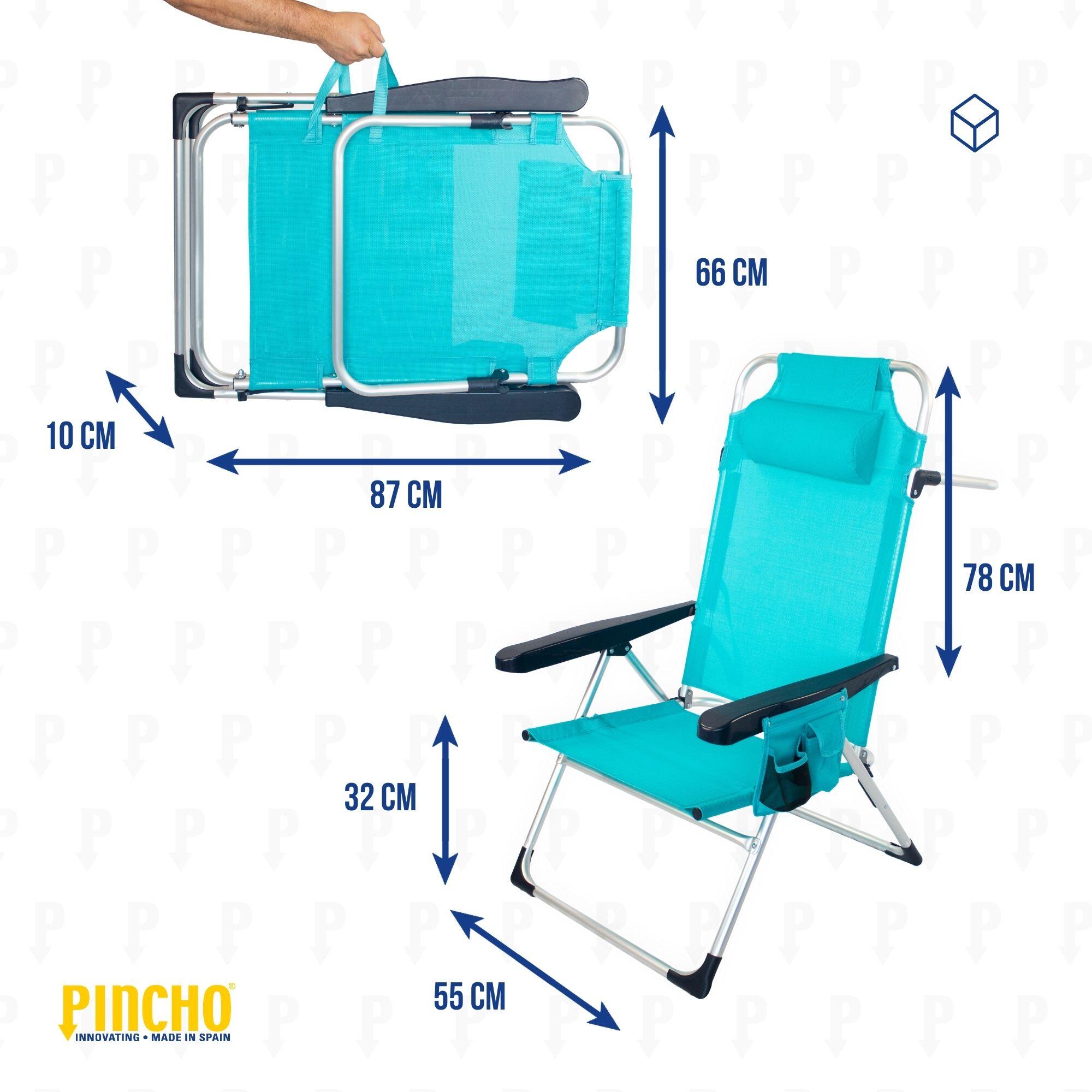 Pack 2 Sillas altas de Playa/Camping Plegable, 5 Pos, Altura del Asiento 29,5cm 6/7