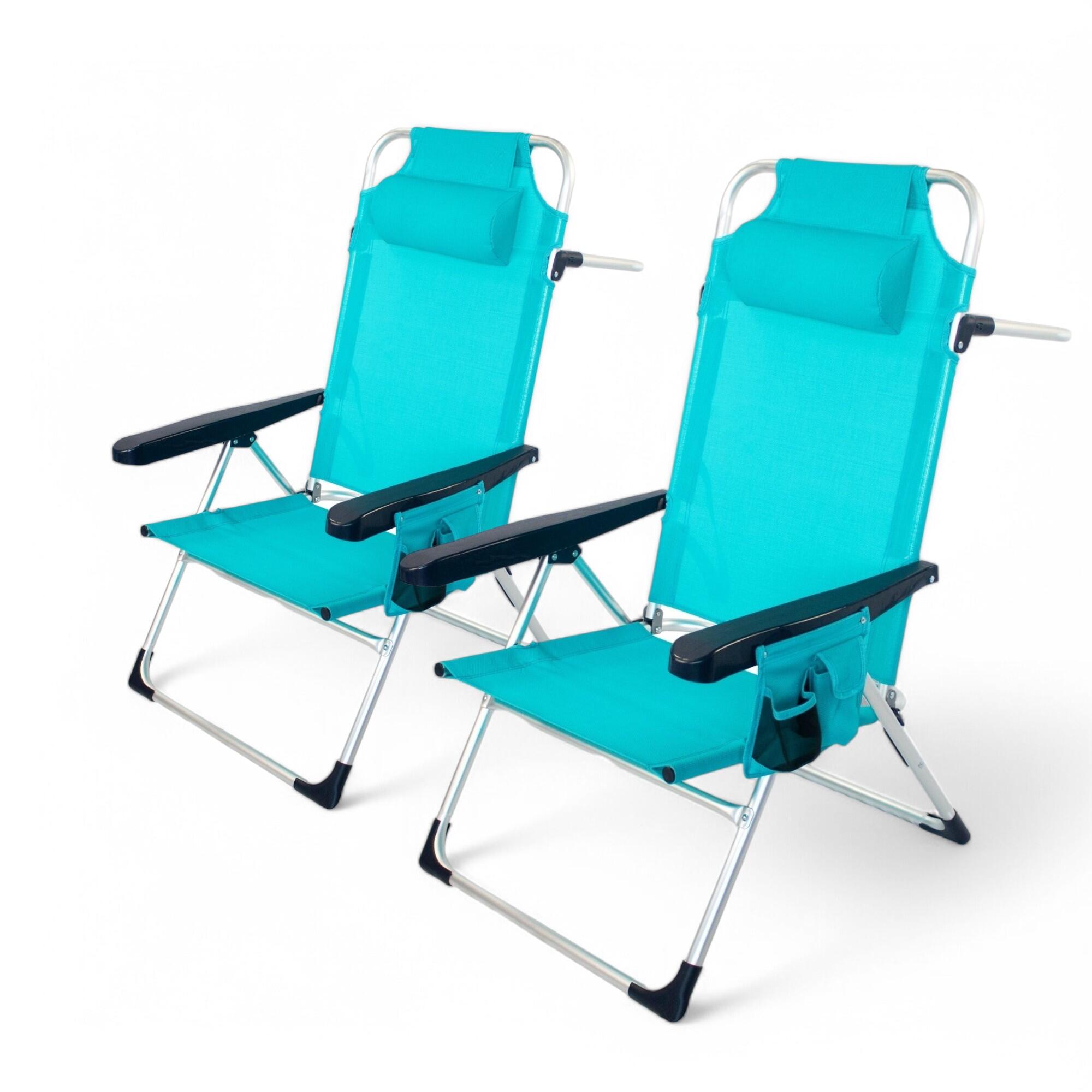 PINCHO Pack 2 Sillas altas de Playa/Camping Plegable, 5 Pos, Altura del Asiento 29,5cm