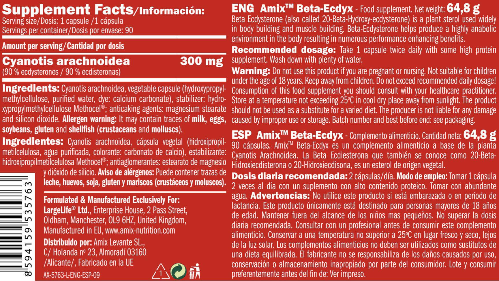 Beta Ecdyx - 90 Capsule Amix Nutrition 4/4