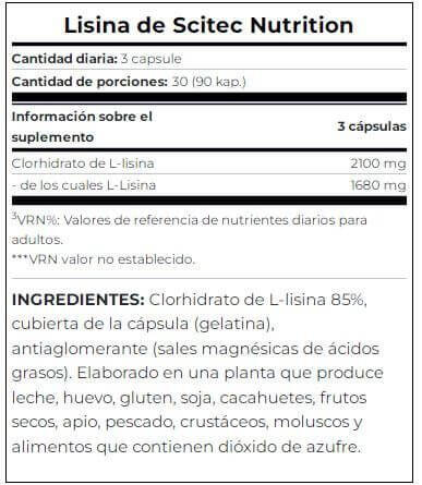 Lisina - 90 Cápsulas Scitec Nutrition 4/5