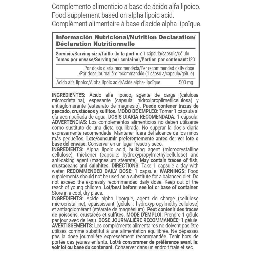 ALA (Alfa Liponzuur) 500 mg - 120 plantaardige capsules MASmusculo 5/6