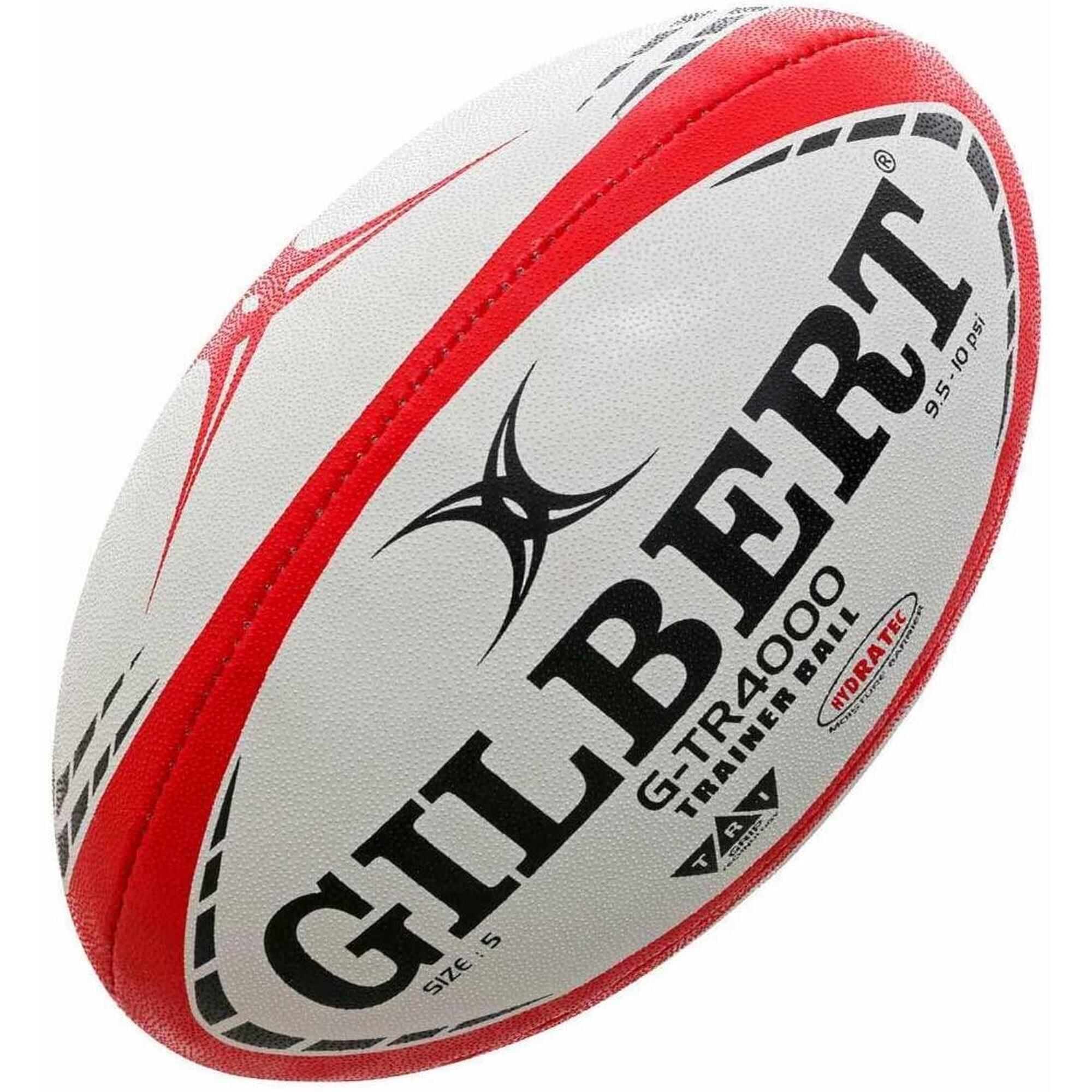 Gilbert - Ballon D’entraînement De Rugby Gilbert G-tr4000 - Taille 4 - Ballon De Rugby - Blanc|rouge - 4 - Decathlon