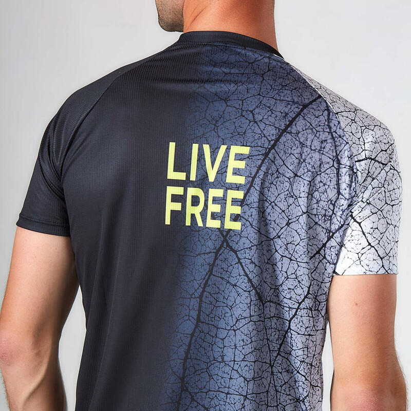 Hardloopshirt met korte mouwen voor heren Jerge Zwart Wit 3/7