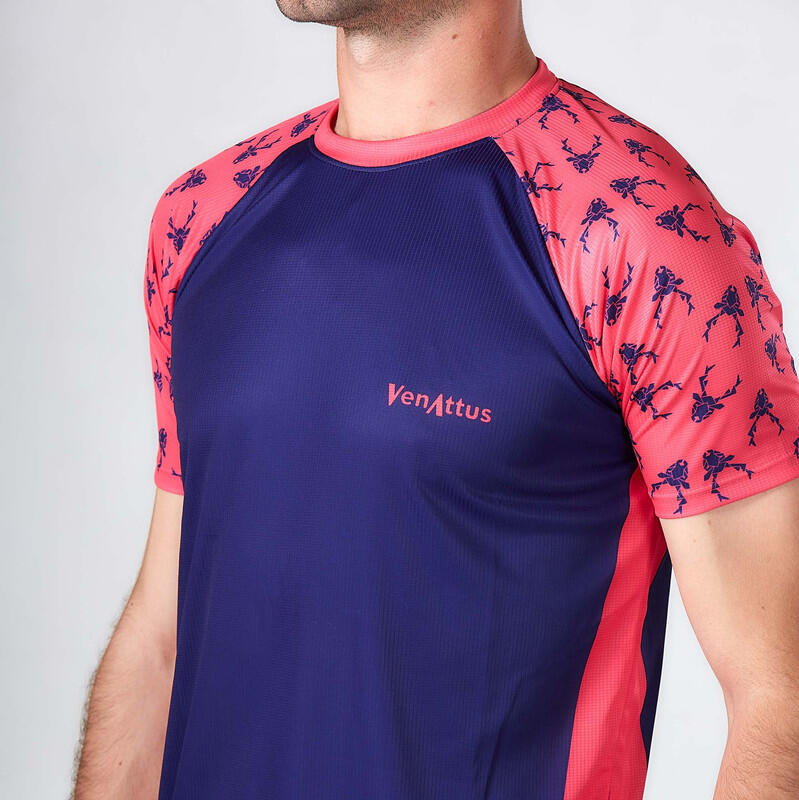 Camiseta de Running para Hombre Venattus Guin Guin Azul Rosa Técnica 2/7