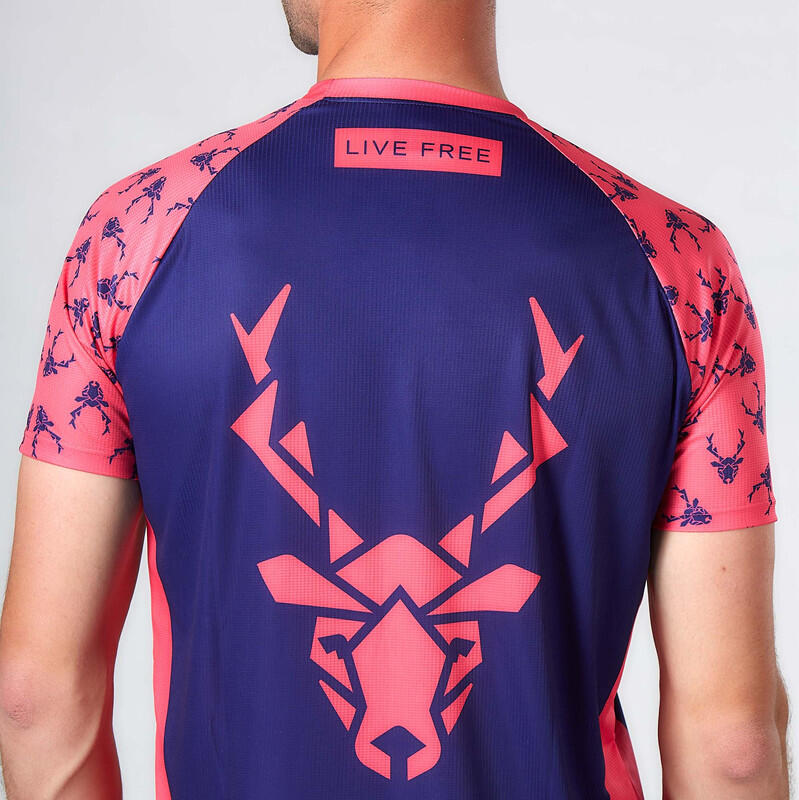 Camiseta de Running para Hombre Venattus Guin Guin Azul Rosa Técnica 3/7