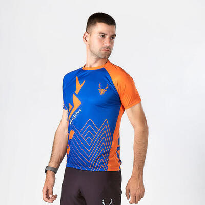 Hardloopshirt met korte mouwen voor heren jano blauw oranje