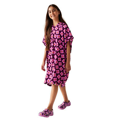 Meisjes badjas met draaiende bloem van orla kiely (morello)