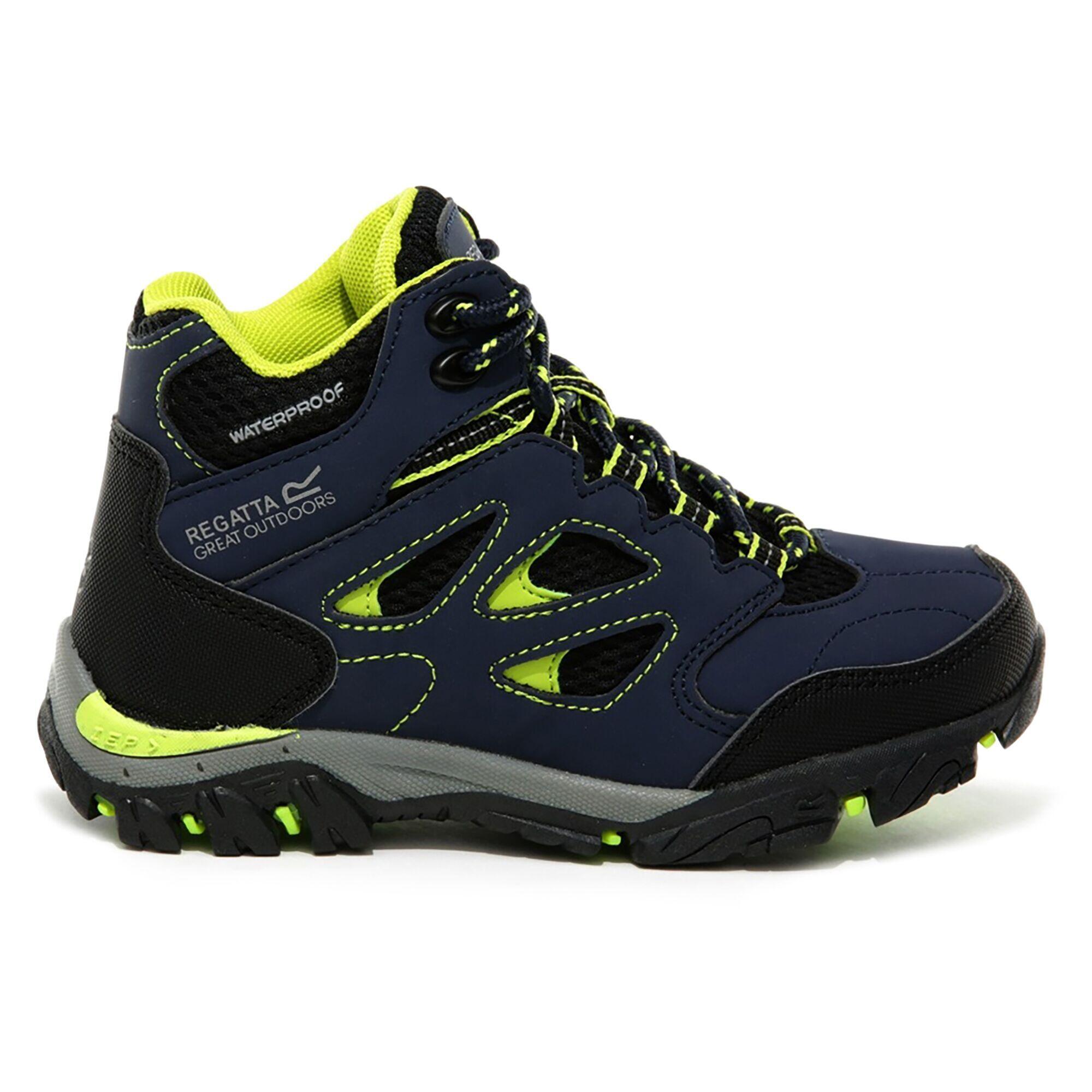 Chaussures Montantes De Randonnée HOLCOMBE Unisexe (Bleu Marine/vert Néon) 4/5