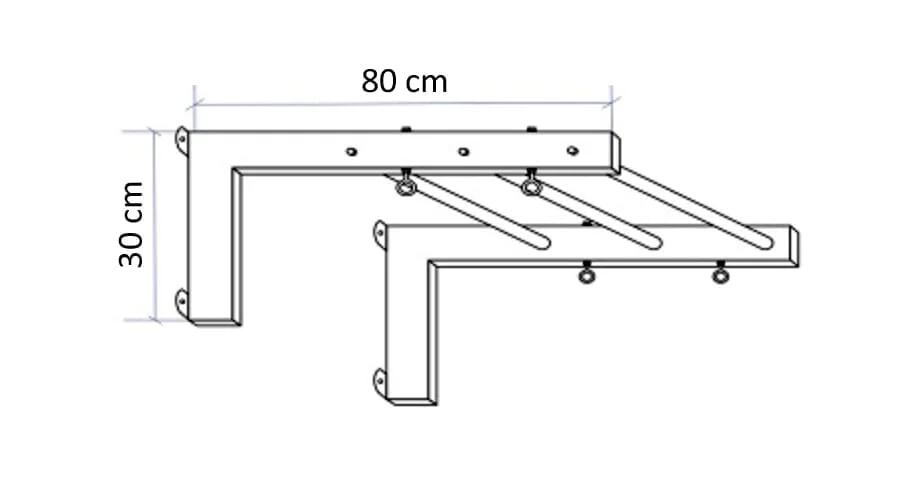 Unisex Fitness Barra de Dominadas de Pared 80cm Steel Blanco 2/3
