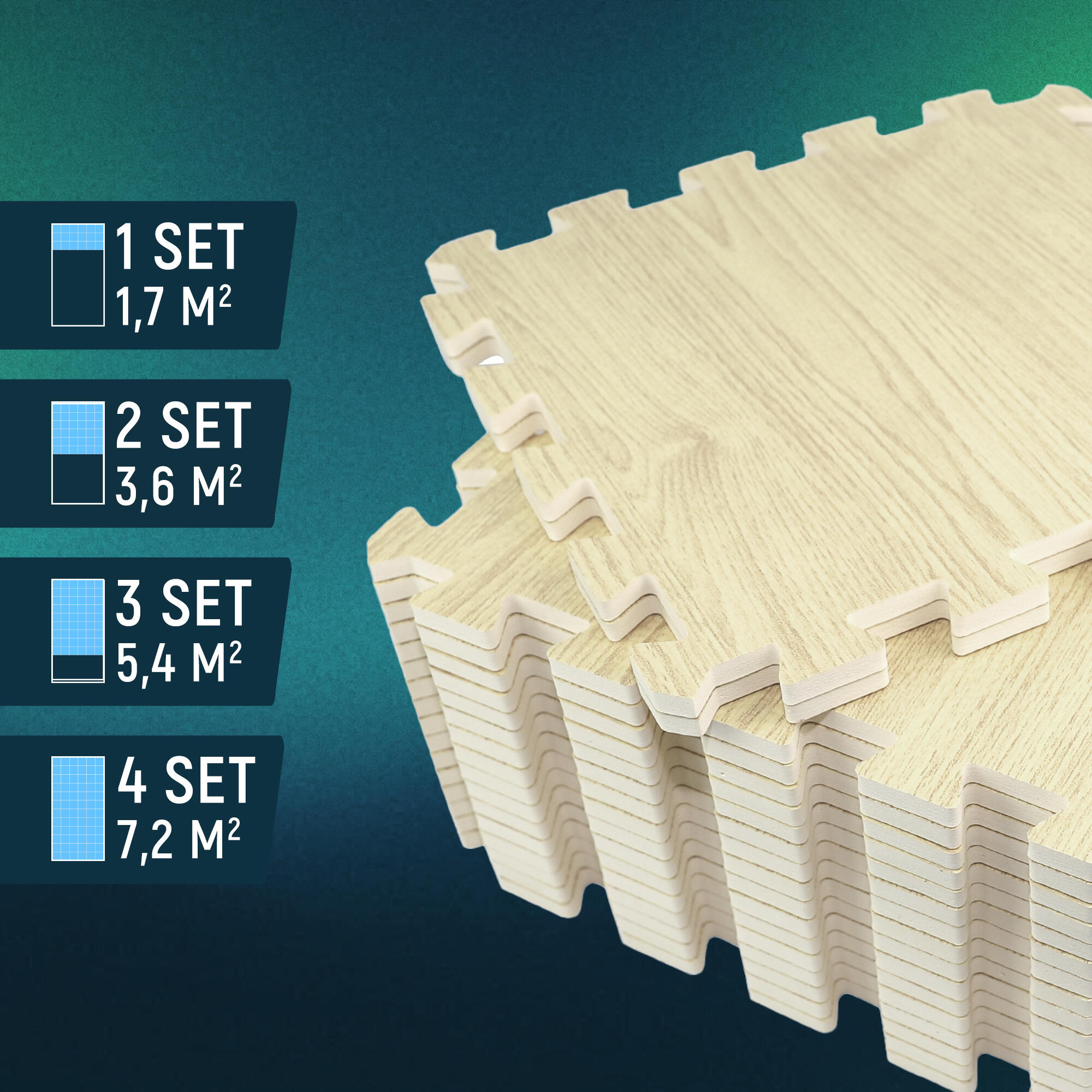 Bodenschutzmatte Set – 18 Puzzlematten 27 Randstücke – Gymnastikmatte Bodenmatte 7/7