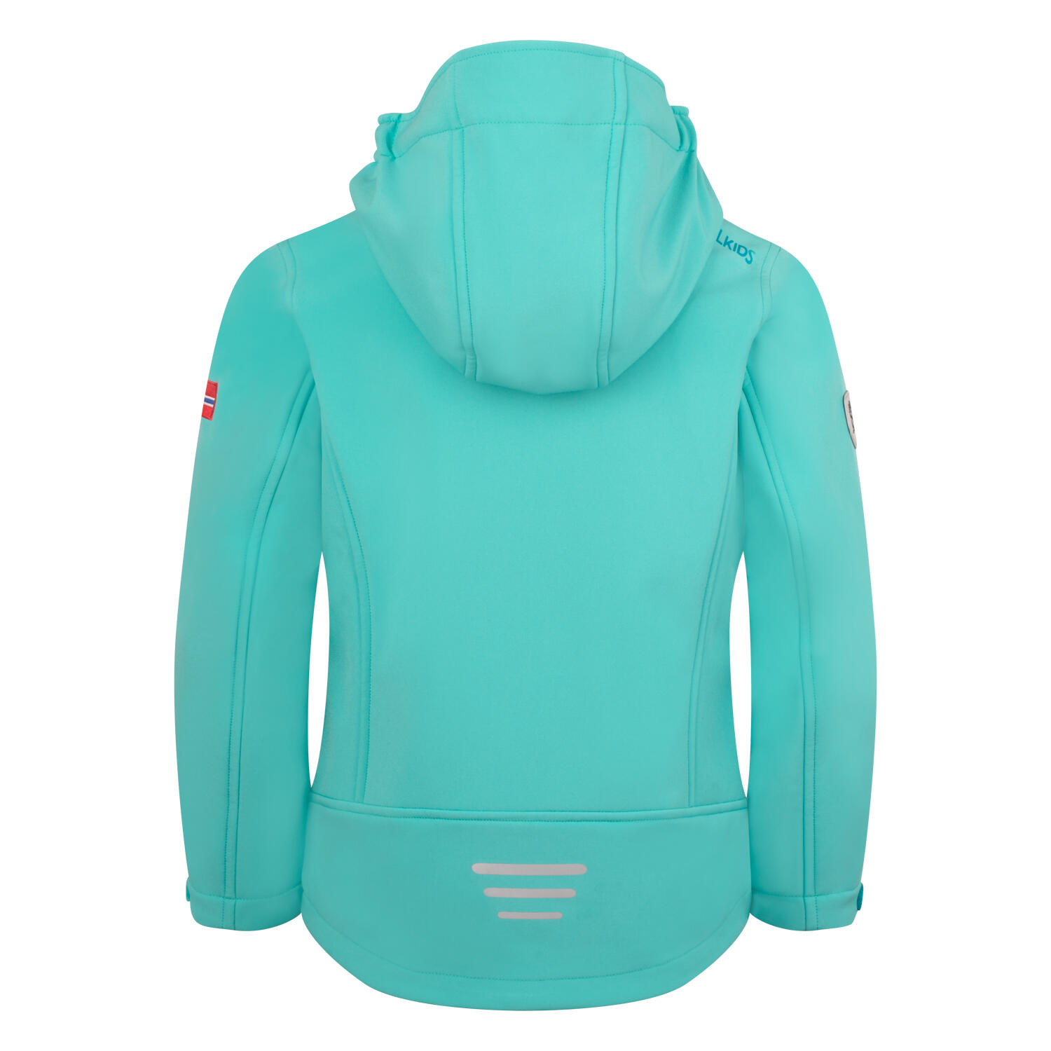 Mädchen Softshelljacke Trollfjord Aqua Nebel/Hafenblau/milder Pfirsich 2/2