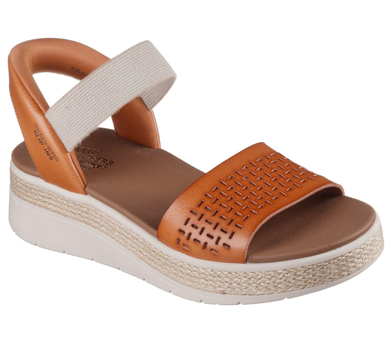 SKECHERS Dames BOBS SUN RAY STEP ASIDE Slip-On Leer bruin