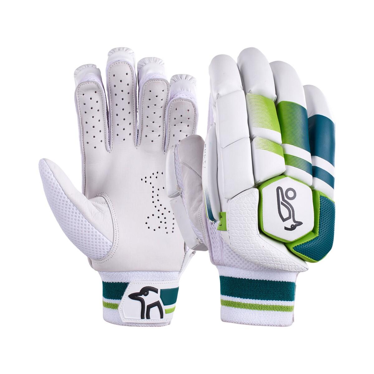 KOOKABURRA Childrens/Kids Kahuna 4.1 Leather Palm Left Hand Batting Glove (White/Green)