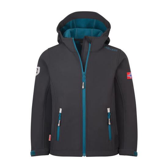 Kinder Softshelljacke Trollfjord Schwarz/Petrol