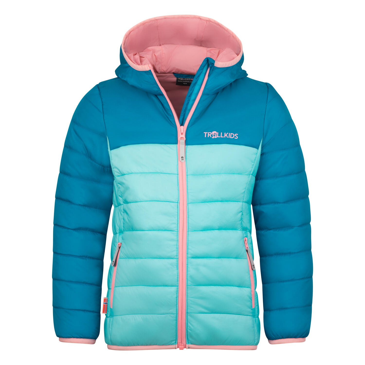 TROLLKIDS Mädchen Steppjacke Eikefjord Aqua Nebel/Hafenblau/Pfingstrose