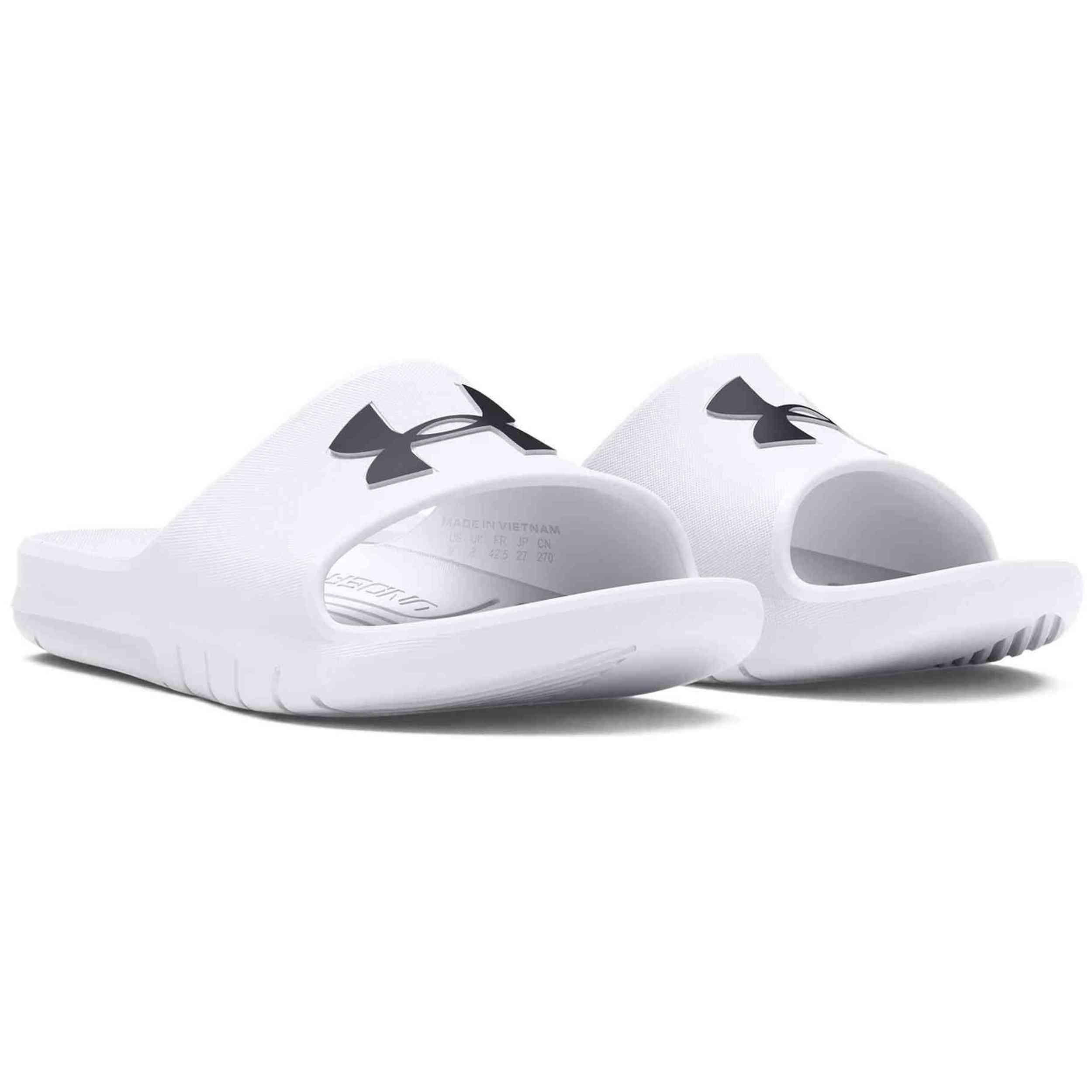 Claquettes UA Core PTH Unisexe Under Armour Blanches et noires 5/5
