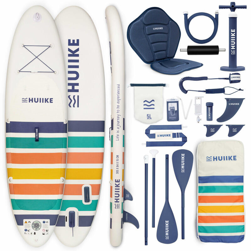 Placă Stand Up Paddle Gonflabil Accesorii HUIIKE, Alb, Stabilitate Mare