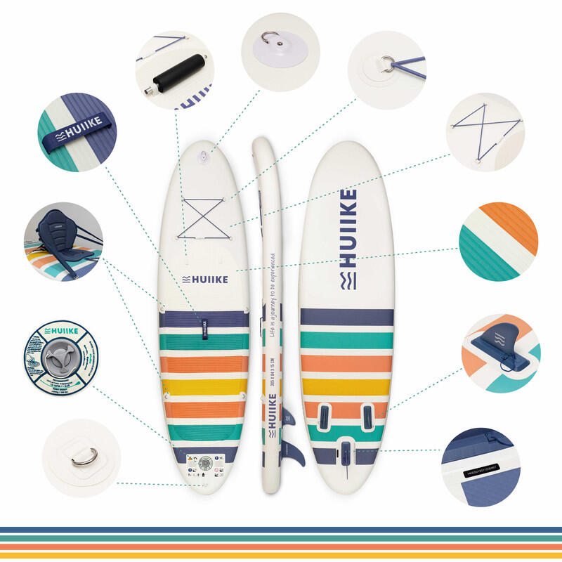 Opblaasbaar Supboard met Premium Accessoire HUIIKE, Wit, Hoge Stabiliteit 2/8