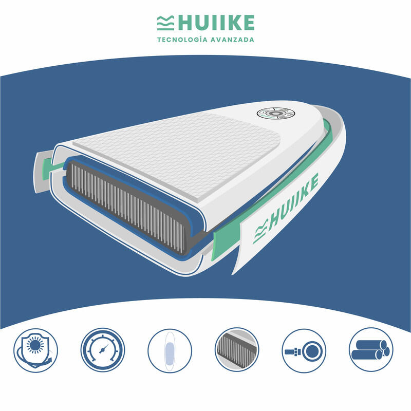 Opblaasbaar Supboard met Premium Accessoire HUIIKE, Wit, Hoge Stabiliteit 6/8