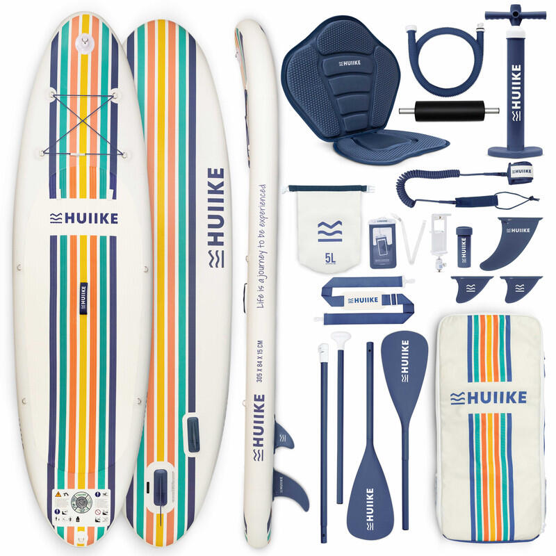 Nafukovací Paddleboard Prkno s Příslušenstvím, HUIIKE, Bílá, Stabilita